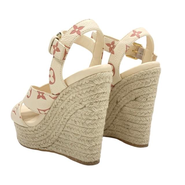 ルイヴィトン LOUIS VUITTON スターボードライン モノグラム サンダル 靴 シューズ レザー ベージュ ウェッジソール エスパドリーユ ルイヴィトン LOUIS VUITTON スターボードライン モノグラム サンダル