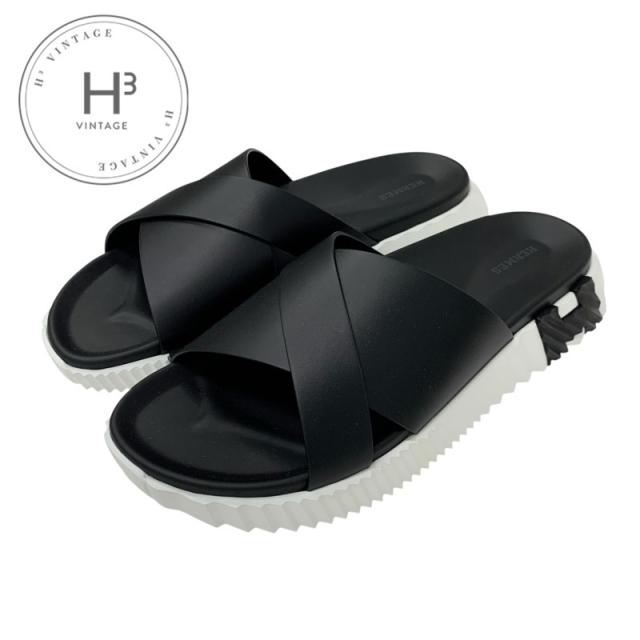 エルメス HERMES インフラ サンダル 靴 シューズ レザー ブラック ホワイト 黒 未使用