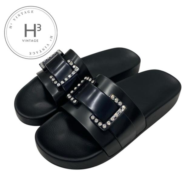 セルジオロッシ sergio rossi SR JELLY サンダル 靴 シューズ TPU ブラック 黒 ビジュー フラット