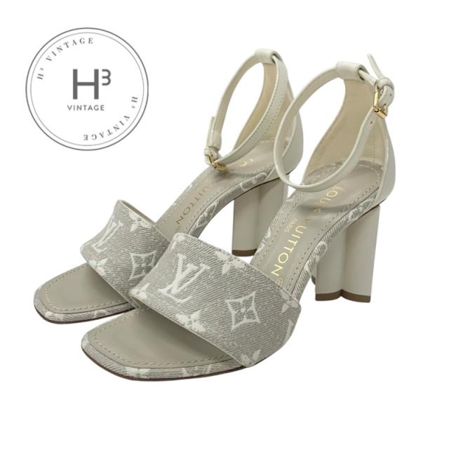 ルイヴィトン LOUIS VUITTON シルエットライン モノグラム サンダル 靴 シューズ キャンバス レザー ライトグレー ホワイト