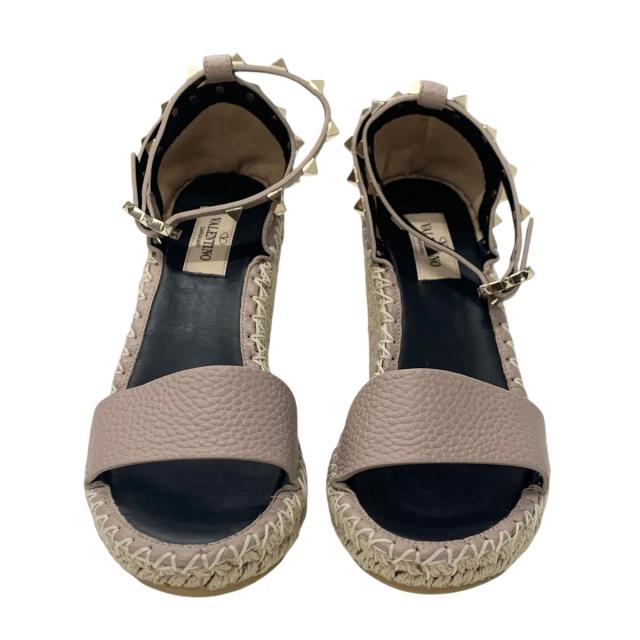 ヴァレンティノ ロックスタッズ ウェッジサンダル ピンクベージュ