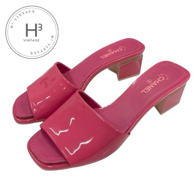 シャネル パテント ココマーク サンダル ピンク シャネル パテント ココマーク サンダル ピンク