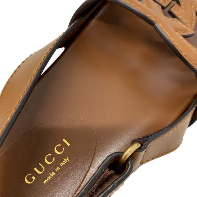 グッチ GUCCI サンダル 靴 シューズ レザー ブラウン 未使用 インター
