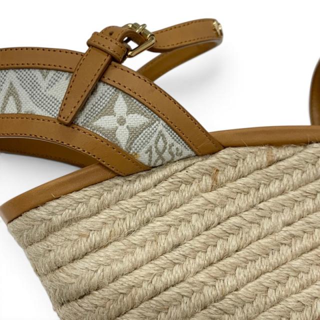 ルイヴィトン LOUIS VUITTON スターボードライン モノグラム サンダル 靴 シューズ レザー キャンバス ブラウン ホワイト 未使用_8