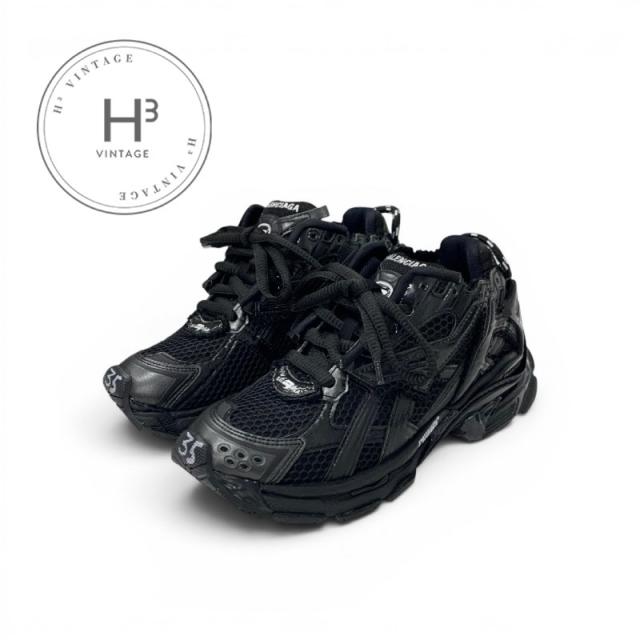 バレンシアガ BALENCIAGA ランナー スニーカー 靴 シューズ メッシュ ファブリック ブラック 黒 未使用 ロゴ