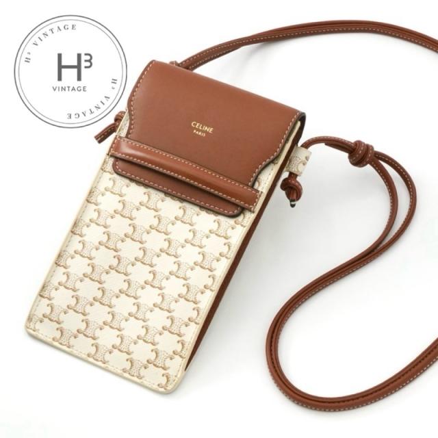 セリーヌ CELINE 携帯・スマホアクセサリー レザー ブラウン