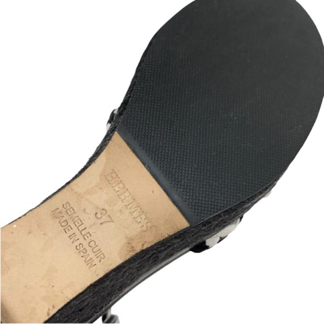 エルメス HERMES イネス サンダル 靴 シューズ レザー ブラック