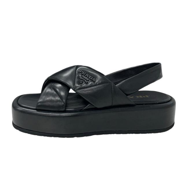 プラダ PRADA サンダル 靴 シューズ レザー ロゴ パデッドナッパ