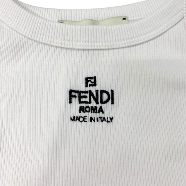 フェンディ FENDI トップス コットン ホワイト ブラック ロゴ タンク