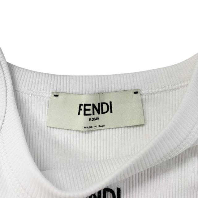 フェンディ FENDI トップス コットン ホワイト ブラック ロゴ タンク