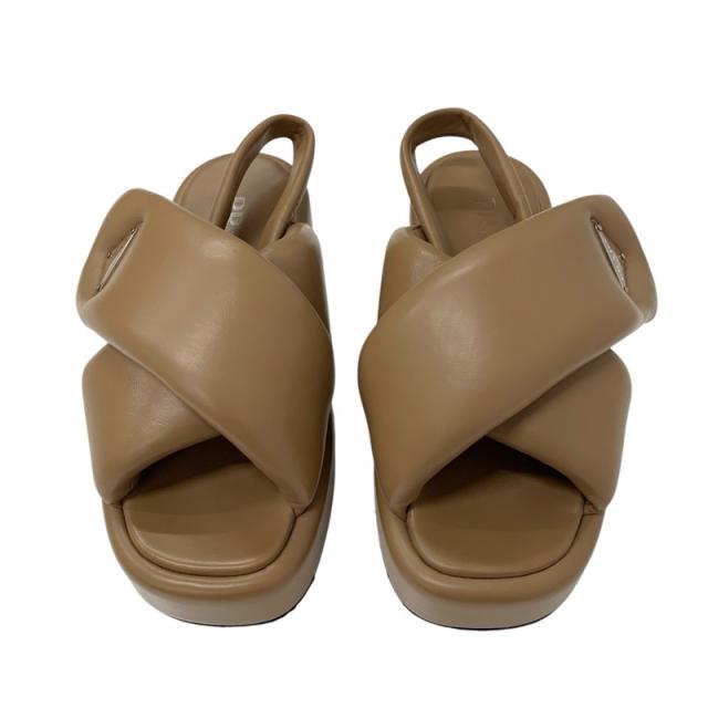 プラダ PRADA サンダル 靴 シューズ レザー ブラウン トライアングル