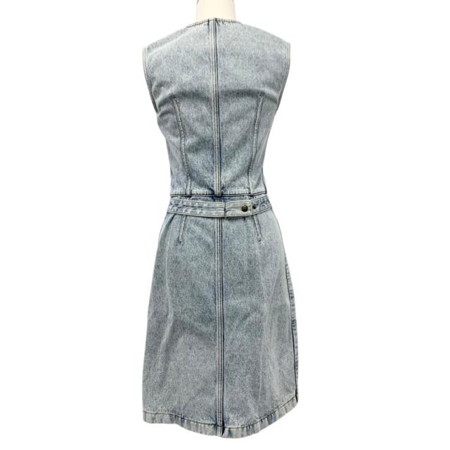 ヴィトン ワンピース コットン ノースリーブ デニム ワッペン ブルー ルイヴィトン LOUIS VUITTON ワンピース コットン ブルー ノースリーブ
