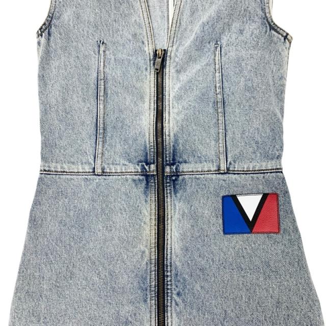 ヴィトン ワンピース コットン ノースリーブ デニム ワッペン ブルー VINTAGE】ヴィトン コットン ノースリーブワンピース (Louis Vuitton