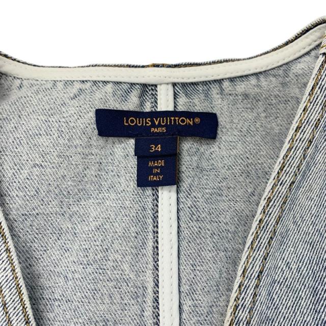 ヴィトン ワンピース コットン ノースリーブ デニム ワッペン ブルー ルイヴィトン LOUIS VUITTON デニム ワンピース ノースリーブ 40