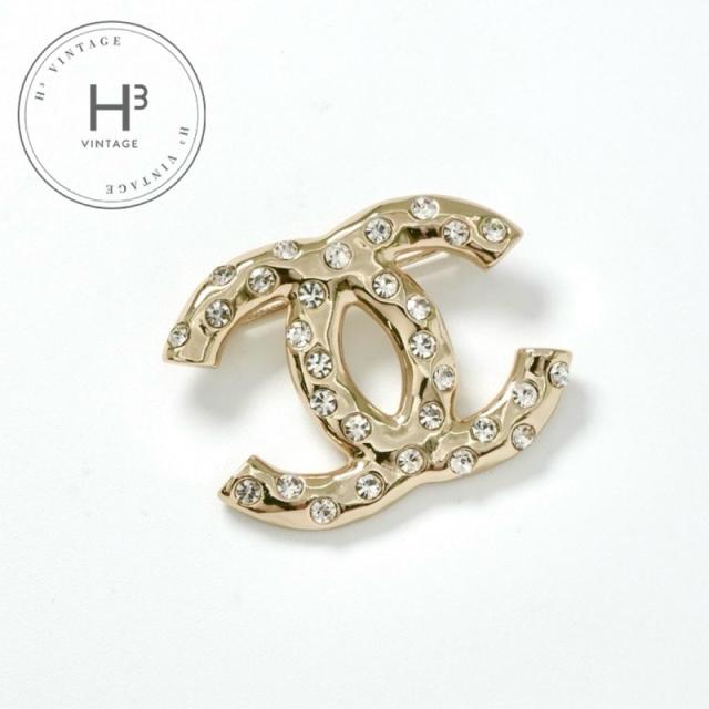 シャネル CHANEL ブローチ コサージュ ゴールド ココマーク ラインストーン
