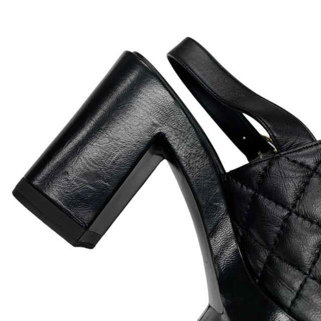 シャネル CHANEL サンダル 靴 シューズ レザー ブラック 黒 マトラッセ ココマーク ストラップ_8
