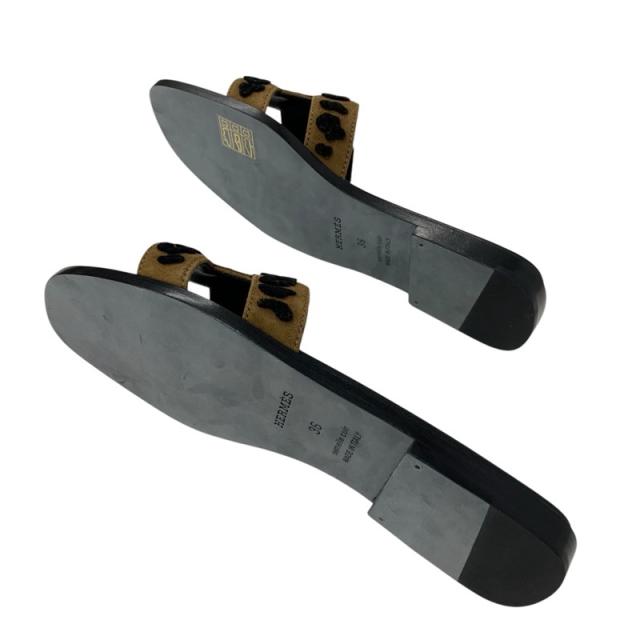 エルメス HERMES オラン サンダル 靴 シューズ シェーヴル ブラウン