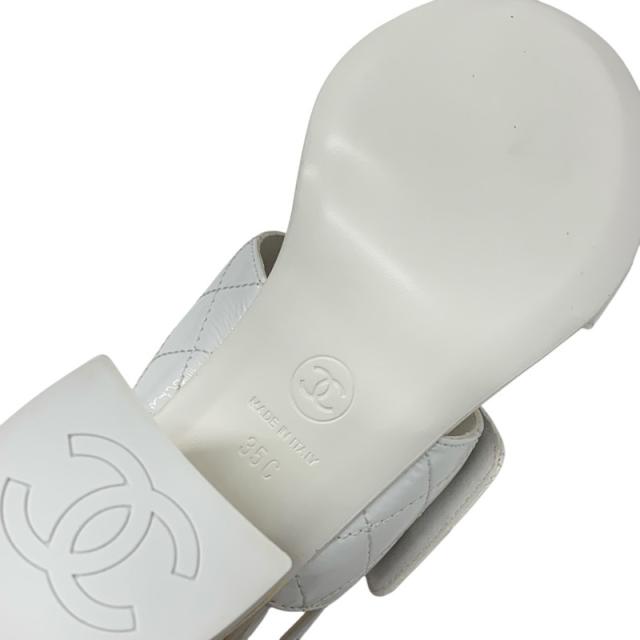 シャネル CHANEL サンダル 靴 シューズ パテント ホワイト ゴールド