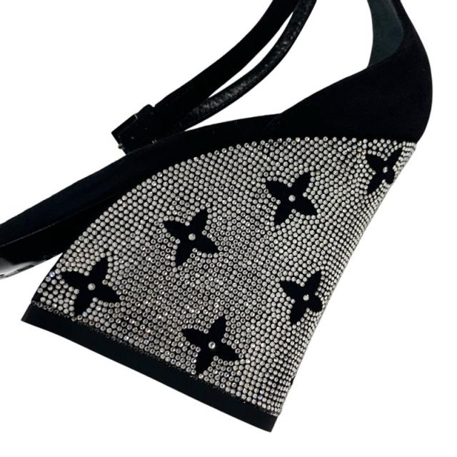 ルイヴィトン LOUIS VUITTON アピールライン モノグラム サンダル 靴 シューズ スエード ブラック シルバー ラインストーン_8
