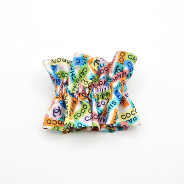 シャネル ココマーク ロゴ リボン シルク シュシュ ヘアゴム マルチカラー シャネル CHANEL ヘアアクセサリー シルク マルチカラー ココ