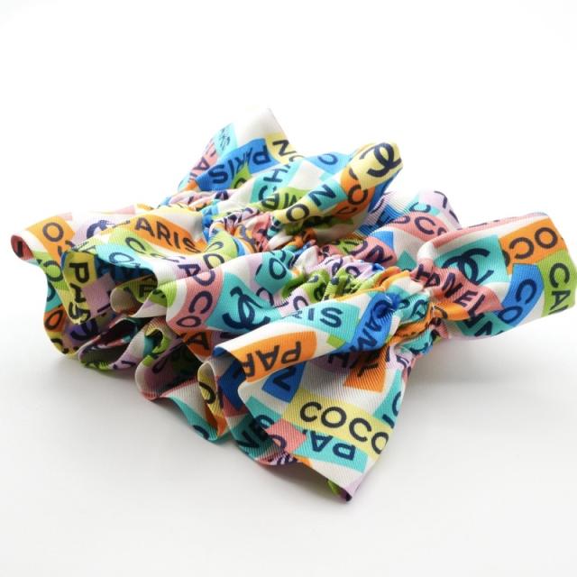 シャネル ココマーク ロゴ リボン シルク シュシュ ヘアゴム マルチカラー シャネル CHANEL ヘアアクセサリー シルク マルチカラー ココ