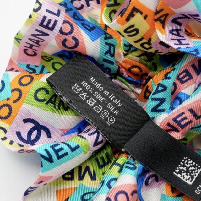 シャネル ココマーク ロゴ リボン シルク シュシュ ヘアゴム マルチカラー シャネル CHANEL ヘアアクセサリー シルク マルチカラー ココ