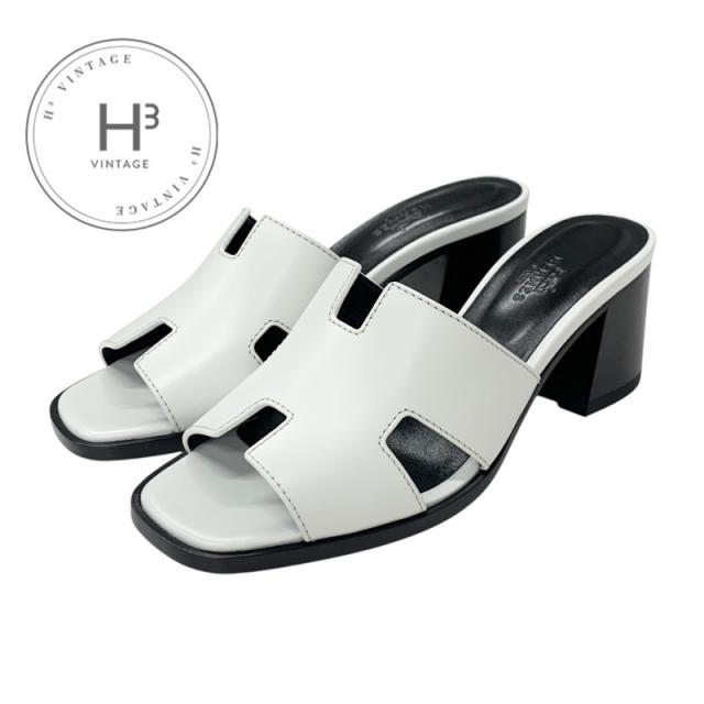 エルメス HERMES エリア 60 サンダル 靴 シューズ レザー ホワイト ミュール エルメス HERMES エリア 60 サンダル 靴 シューズ レザー ホワイト 未