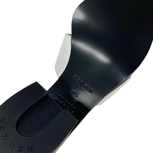 エルメス HERMES エリア 60 サンダル 靴 シューズ レザー ホワイト 未