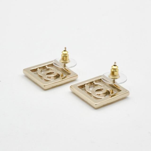 シャネル CHANEL ピアス イヤリング ゴールド ココマーク スクエア マトラッセ ラインストーン_2
