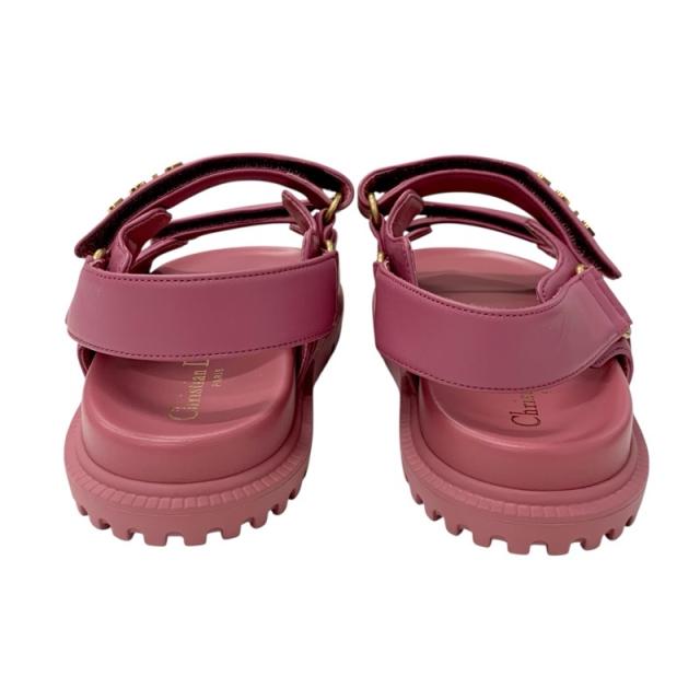 クリスチャンディオール CHRISTIAN DIOR DIORACT サンダル 靴 シューズ レザー ピンク ゴールド 未使用 ベルクロストラップ ロゴ クリスチャンディオール CHRISTIAN DIOR DIORACT サンダル 靴 シューズ