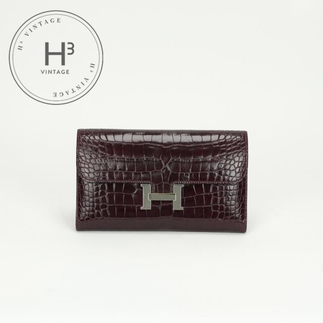 エルメス HERMES コンスタンスロング コンスタンス ロング 財布 長財布 ロングウォレット アリゲーター クロコダイル ブルゴーニュ