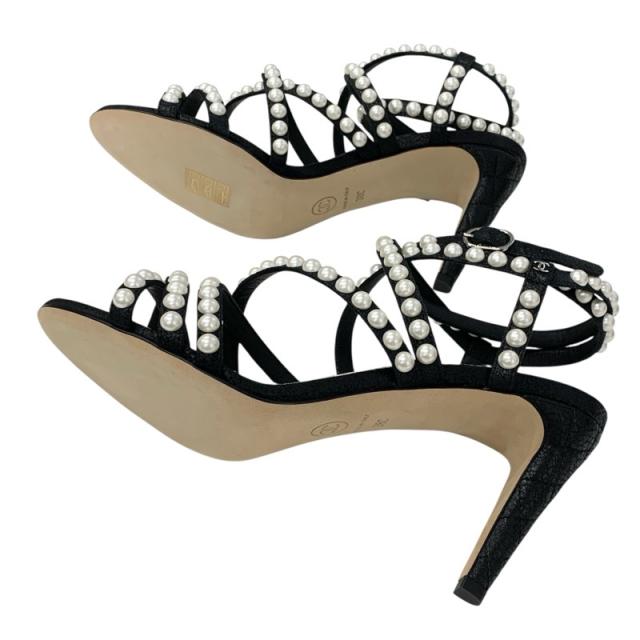 シャネル CHANEL サンダル 靴 シューズ レザー ブラック ホワイト ココ  