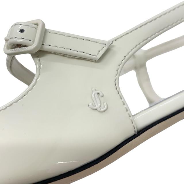 ジミーチュウ JIMMY CHOO フラットシューズ 靴 シューズ パテント アイボリー JCロゴ ストラップ_8
