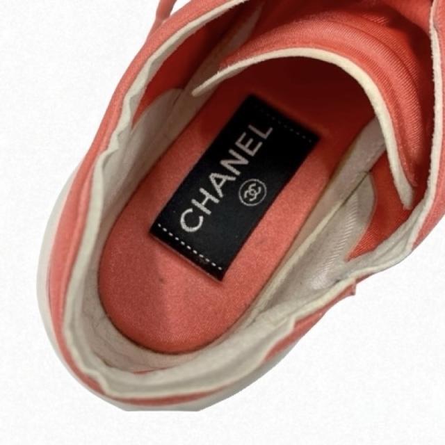 シャネル CHANEL スニーカー 靴 シューズ ファブリック ピンク系 ホワイト ココマーク_6