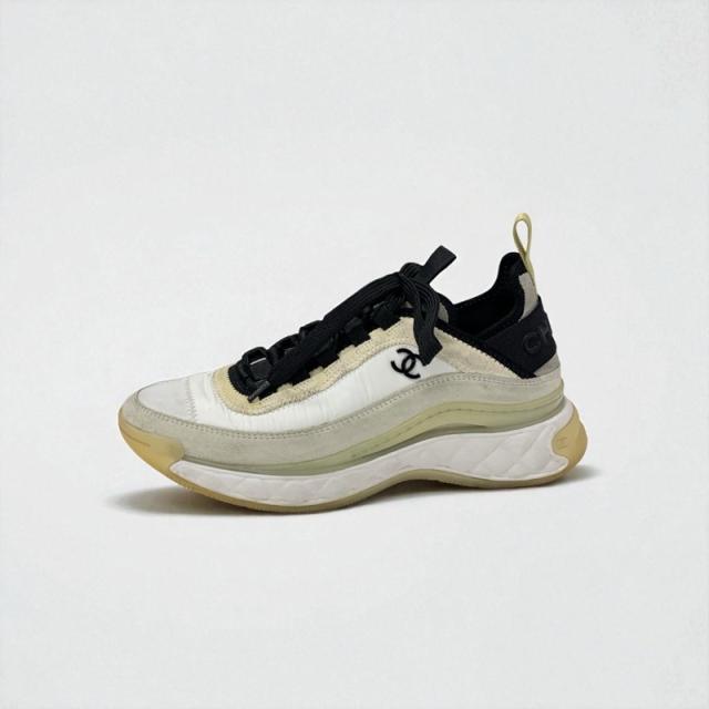 シャネル CHANEL スニーカー 靴 シューズ ナイロン スエード ホワイト ブラック ベージュ系 マトラッセ ココマーク ロゴ シャネル CHANEL スニーカー 靴 シューズ ナイロン スエード ホワイト