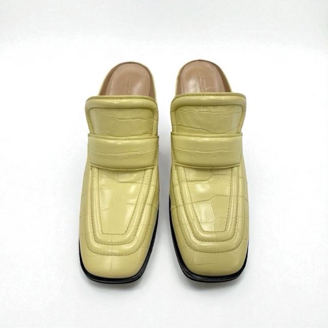 ボッテガヴェネタ BOTTEGAVENETA パンプス 靴 シューズ レザー イエロー ミュール クロコ型押し ボッテガヴェネタ BOTTEGAVENETA パンプス 靴 シューズ レザー