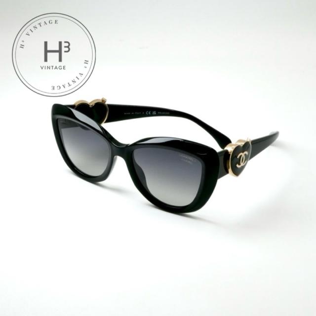 シャネル CHANEL ブラック ゴールド サングラス ココマーク ハート ミラー アイウェア