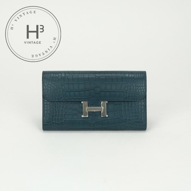エルメス HERMES コンスタンスロング コンスタンス ロング 財布 長財布 ロングウォレット アリゲーター クロコダイル コルヴェール