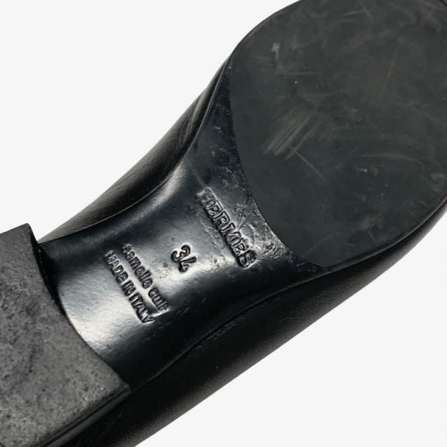 エルメス HERMES パリ ローファー 革靴 靴 シューズ レザー ブラック 黒 ゴールド H金具 モカシン_7
