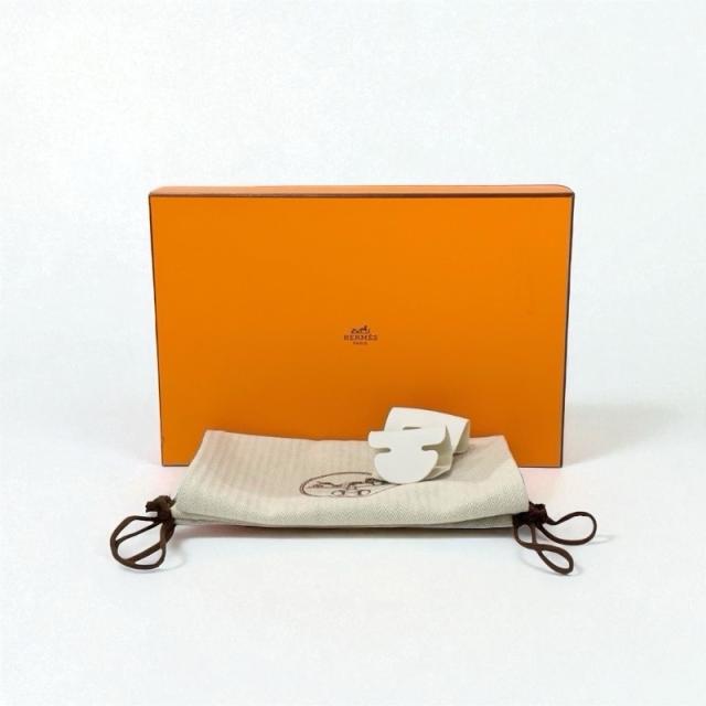 エルメス HERMES カルロッタ サンダル 靴 シューズ レザー ホワイト 白 シルバー ケリー金具 サボ ミュール_9