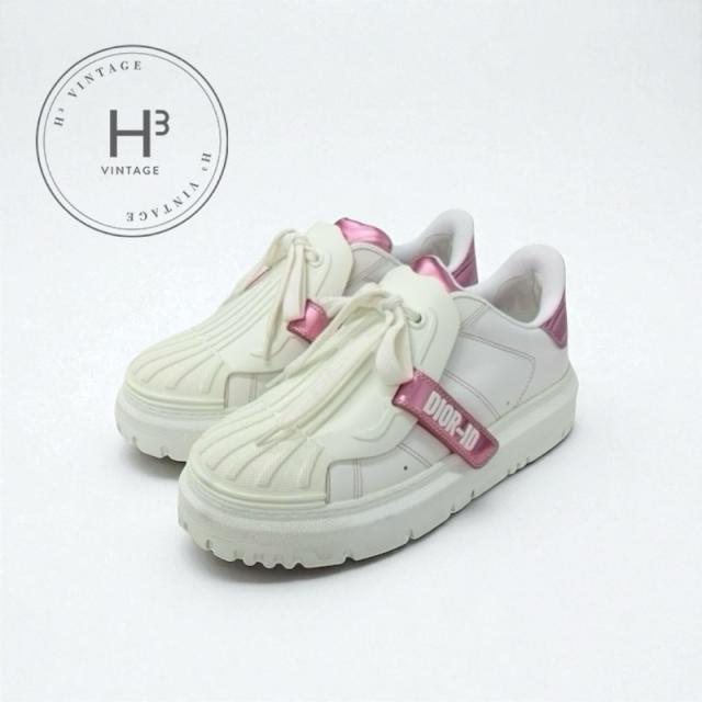 クリスチャンディオール CHRISTIAN DIOR Dior-ID スニーカー 靴 シューズ レザー ラバー ホワイト ピンク系 ロゴ ベルクロ