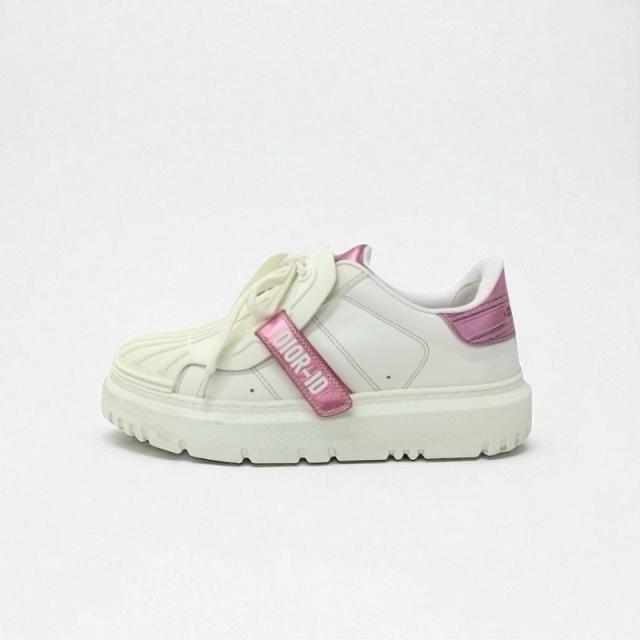 クリスチャンディオール CHRISTIAN DIOR Dior-ID スニーカー 靴 シューズ レザー ラバー ホワイト ピンク系 ロゴ ベルクロ_2