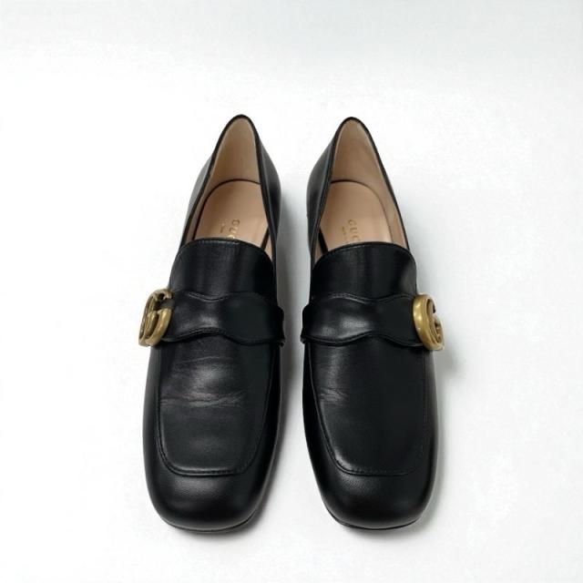 グッチ GUCCI ダブルG ローファー 革靴 靴 シューズ レザー ブラック