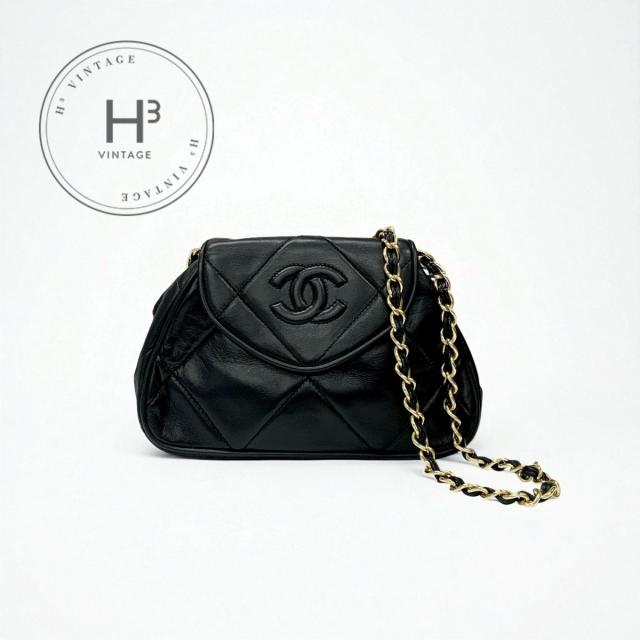 シャネル CHANEL バッグ ショルダーバッグ ラムスキン ブラック ゴールド ココマーク マトラッセ チェーン