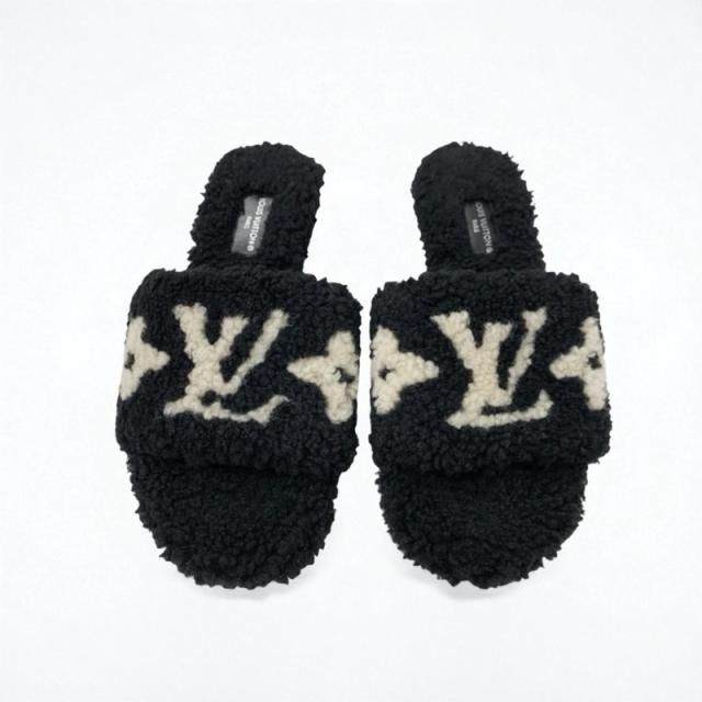 ルイヴィトン LOUIS VUITTON パセオライン モノグラム サンダル 靴 シューズ シアリング ブラック ホワイト ミュール ボア_1