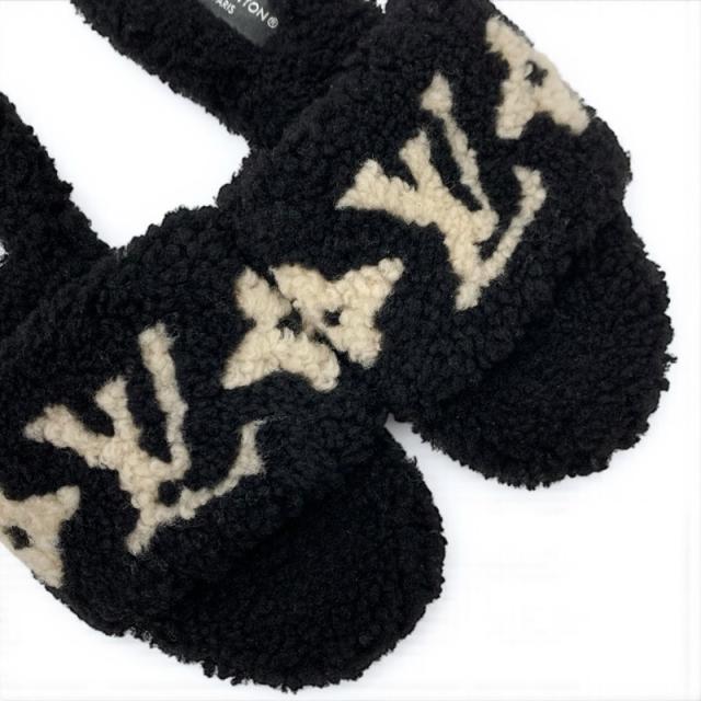 ルイヴィトン LOUIS VUITTON パセオライン モノグラム サンダル 靴 シューズ シアリング ブラック ホワイト ミュール ボア_8