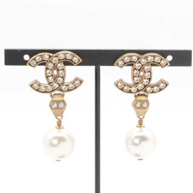 シャネル CHANEL ピアス イヤリング ゴールド ココマーク ラインストーン_5