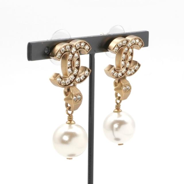シャネル CHANEL ピアス イヤリング ゴールド ココマーク ラインストーン_6