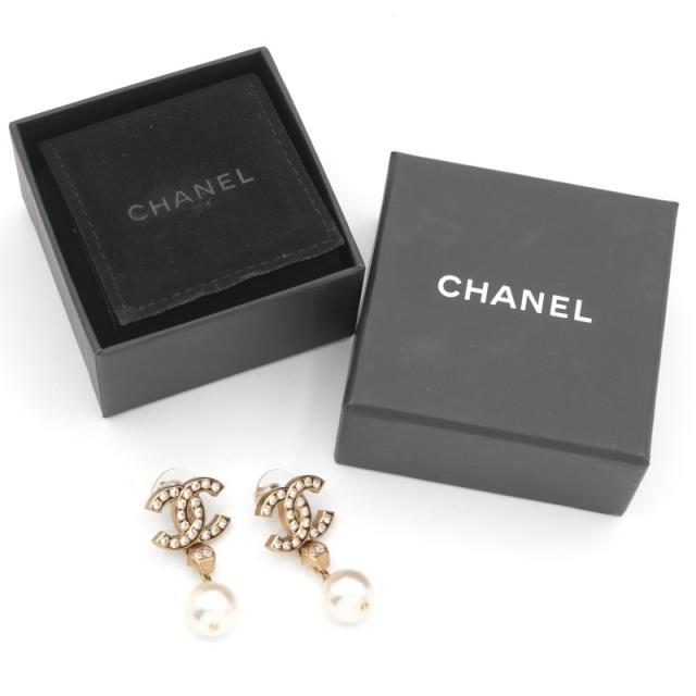 シャネル CHANEL ピアス イヤリング ゴールド ココマーク ラインストーン_8