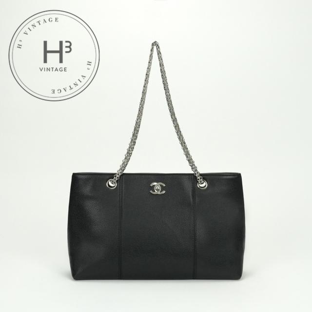 シャネル CHANEL ココマーク ターンロック バッグ トートバッグ ショルダーバッグ キャビアスキン ブラック black 黒 シルバー金具